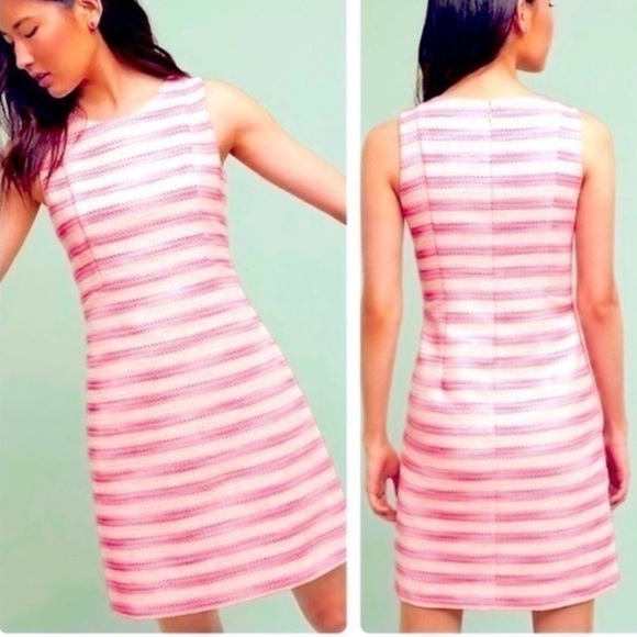 Eliza J Dresses & Skirts - Eliza J Alina Striped Tweed Dress Hot Pink and Cream with Metallic Thread